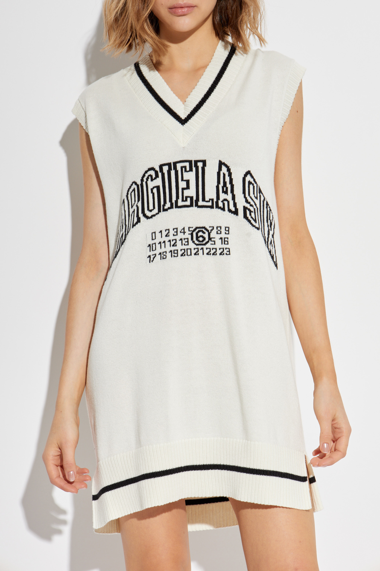 Cream Knit dress with logo MM6 Maison Margiela - Vitkac Italy